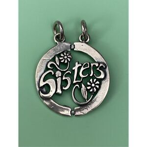 .925 Flowers and Sisters Sterling Silver Jewelry Charm #family #vintage
